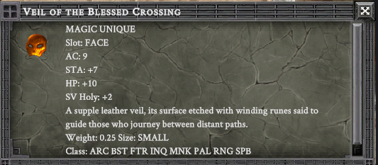 VEIL OF THE BLESSED CROSSING item card